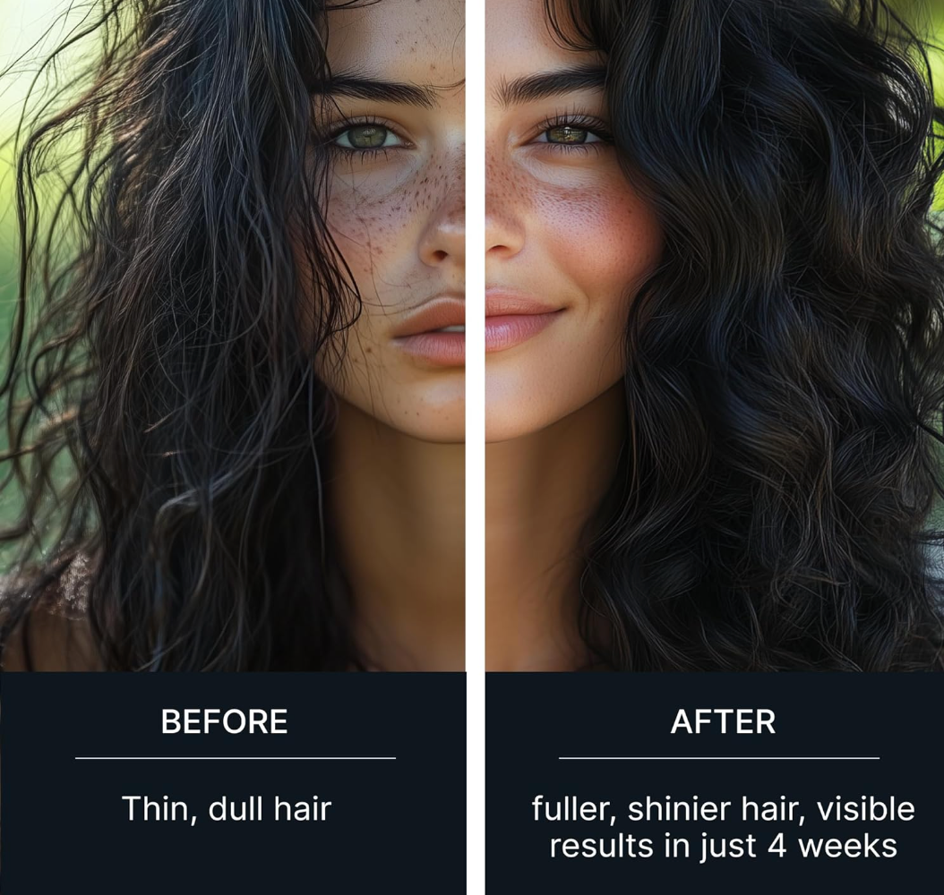 Woman with visibly healthier, shinier, frizz-free curls after using the Batana Oil treatment